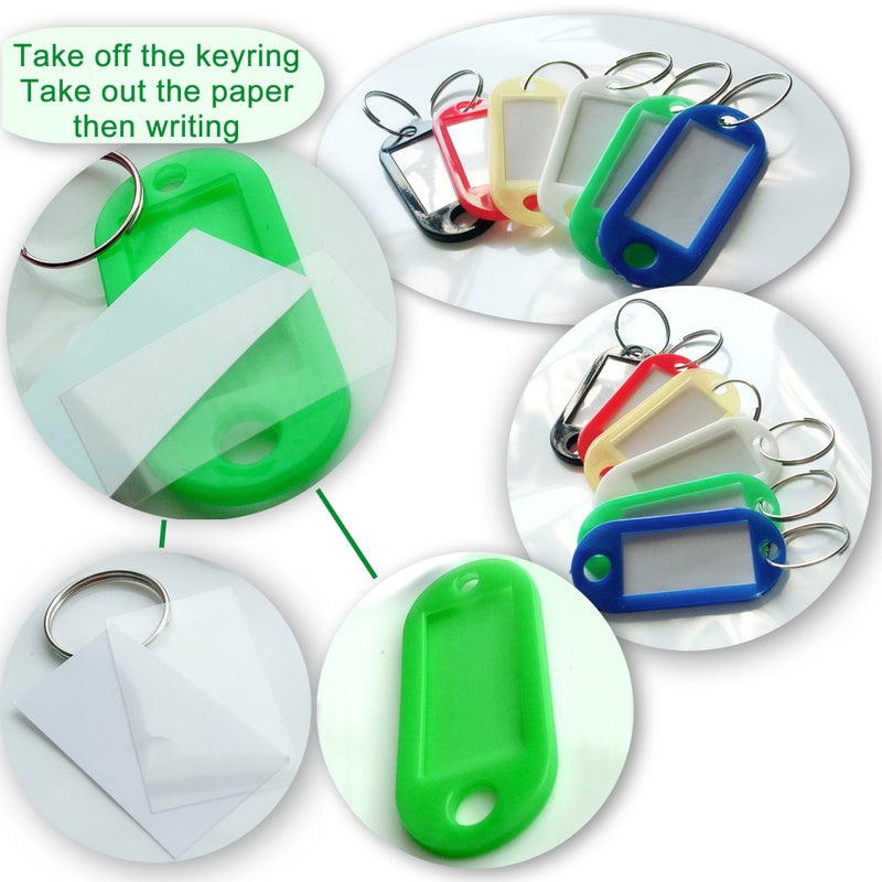 HoAoOo Key Tag Assorted Color Plastic Coded Key ID Label Tags Split Ring Keyring - with Label Window Ring Holder (120) - Image 4